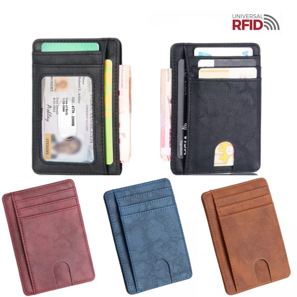Slim RFID Blocking Vegan Leather Wallet Credit ID - Picture 1 of 16